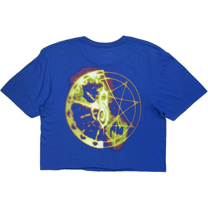 Blue - Back - Slipknot Womens-Ladies Tribal Logo Crop Top