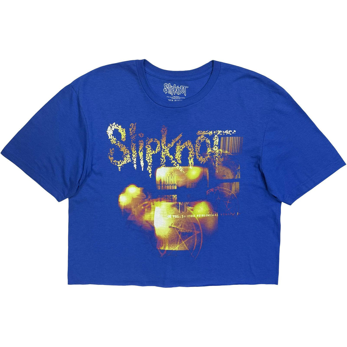 Blue - Front - Slipknot Womens-Ladies Tribal Logo Crop Top