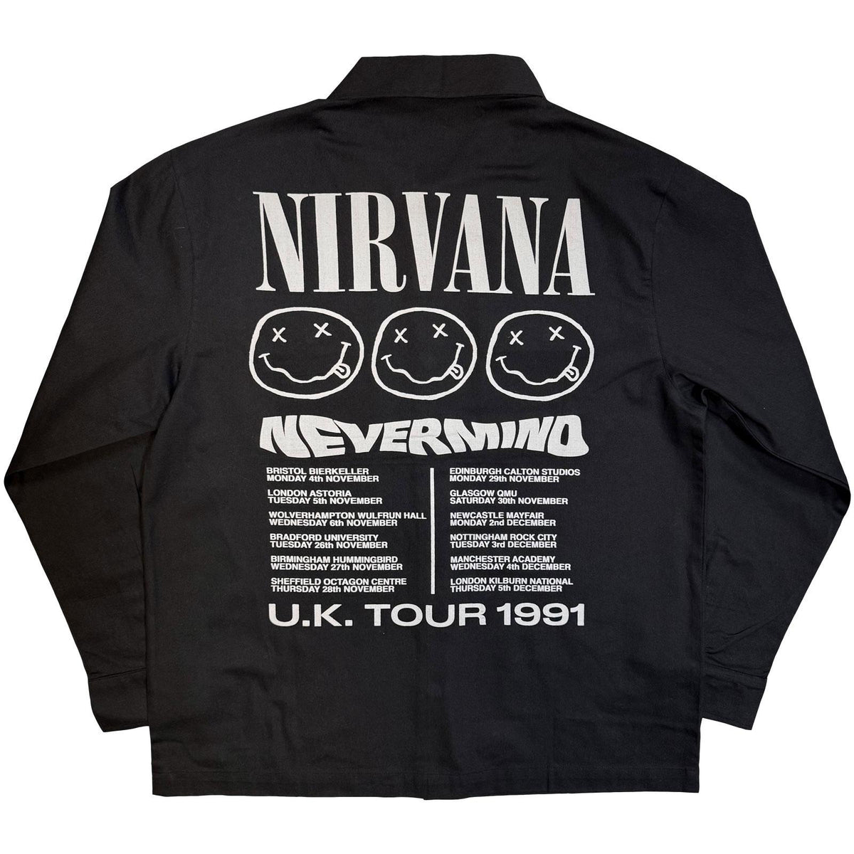Black - Back - Nirvana Unisex Adult Nevermind UK Tour ´91 Back Print Shirt