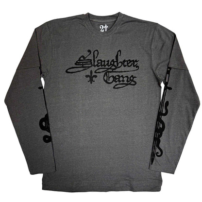 Charcoal Grey - Front - 21 Savage Unisex Adult Slaughter Gang Layered 2 in 1 Long-Sleeved T-Shirt
