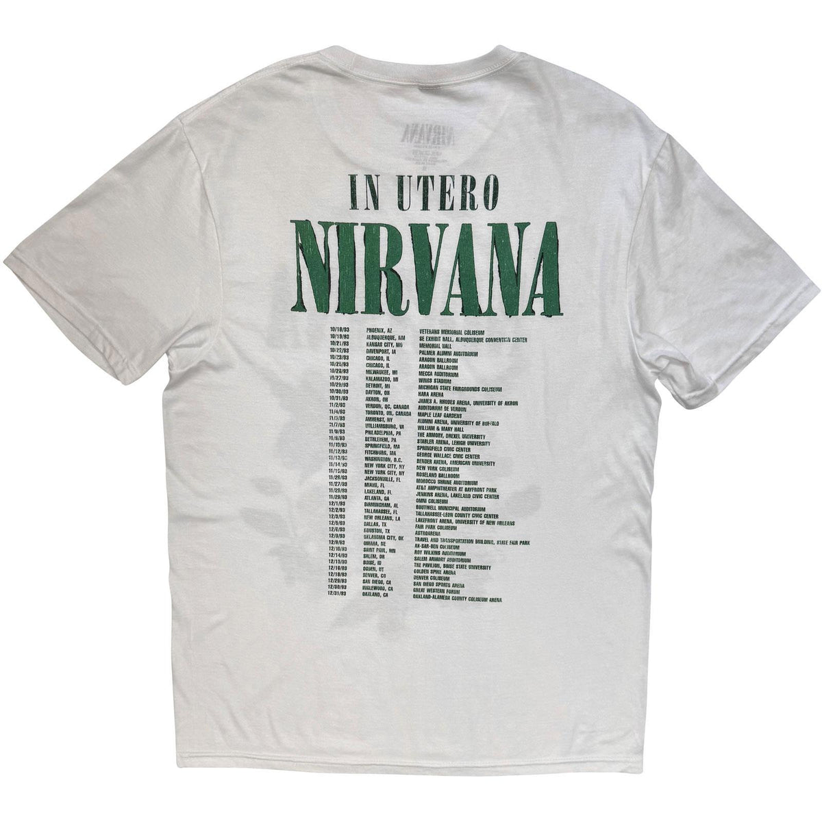 White-Green - Back - Nirvana Unisex Adult In Utero Back Print T-Shirt