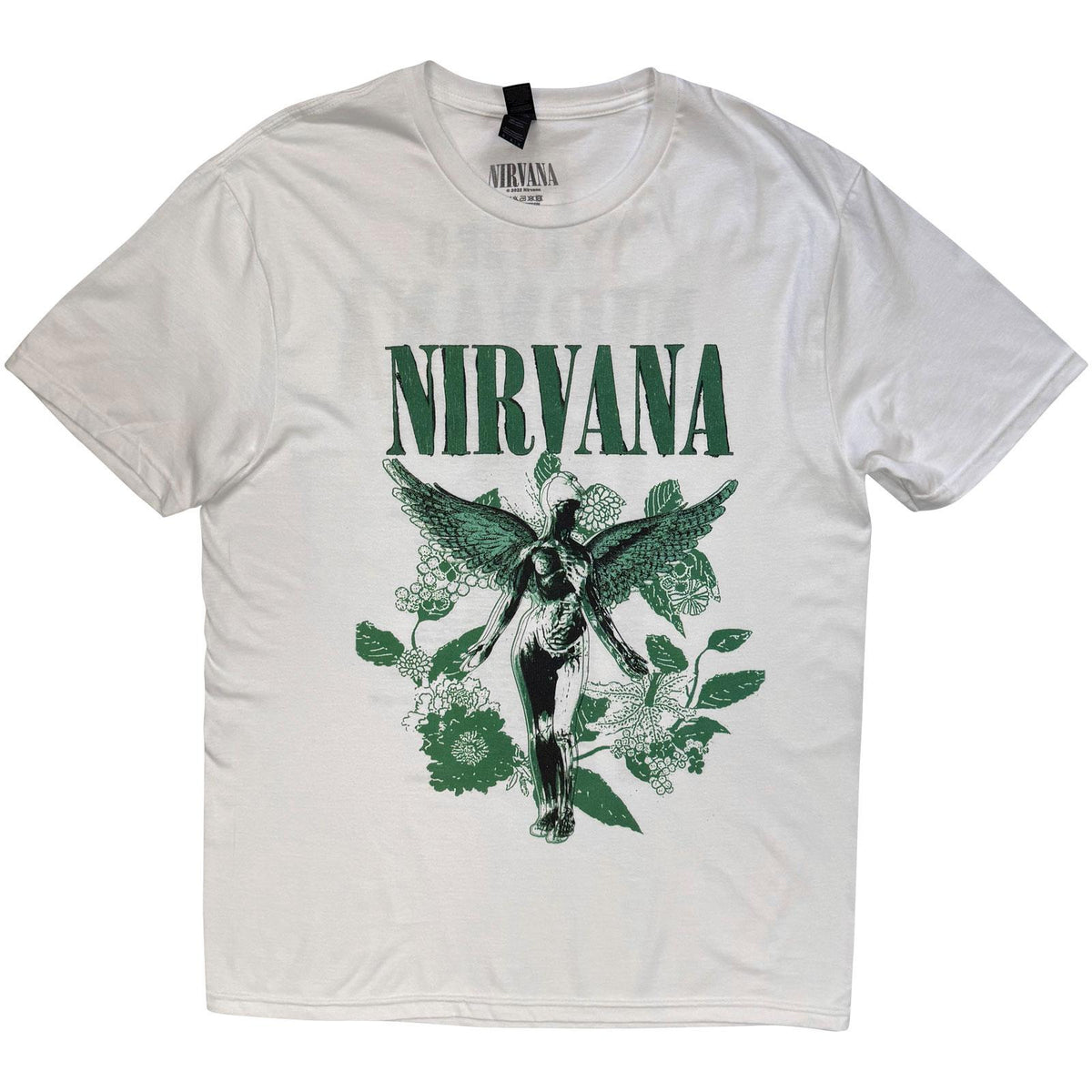 White-Green - Front - Nirvana Unisex Adult In Utero Back Print T-Shirt