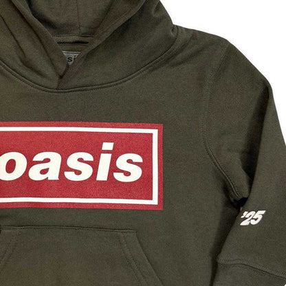 Khaki Green-Red - Side - Oasis Childrens-Kids Logo Hoodie