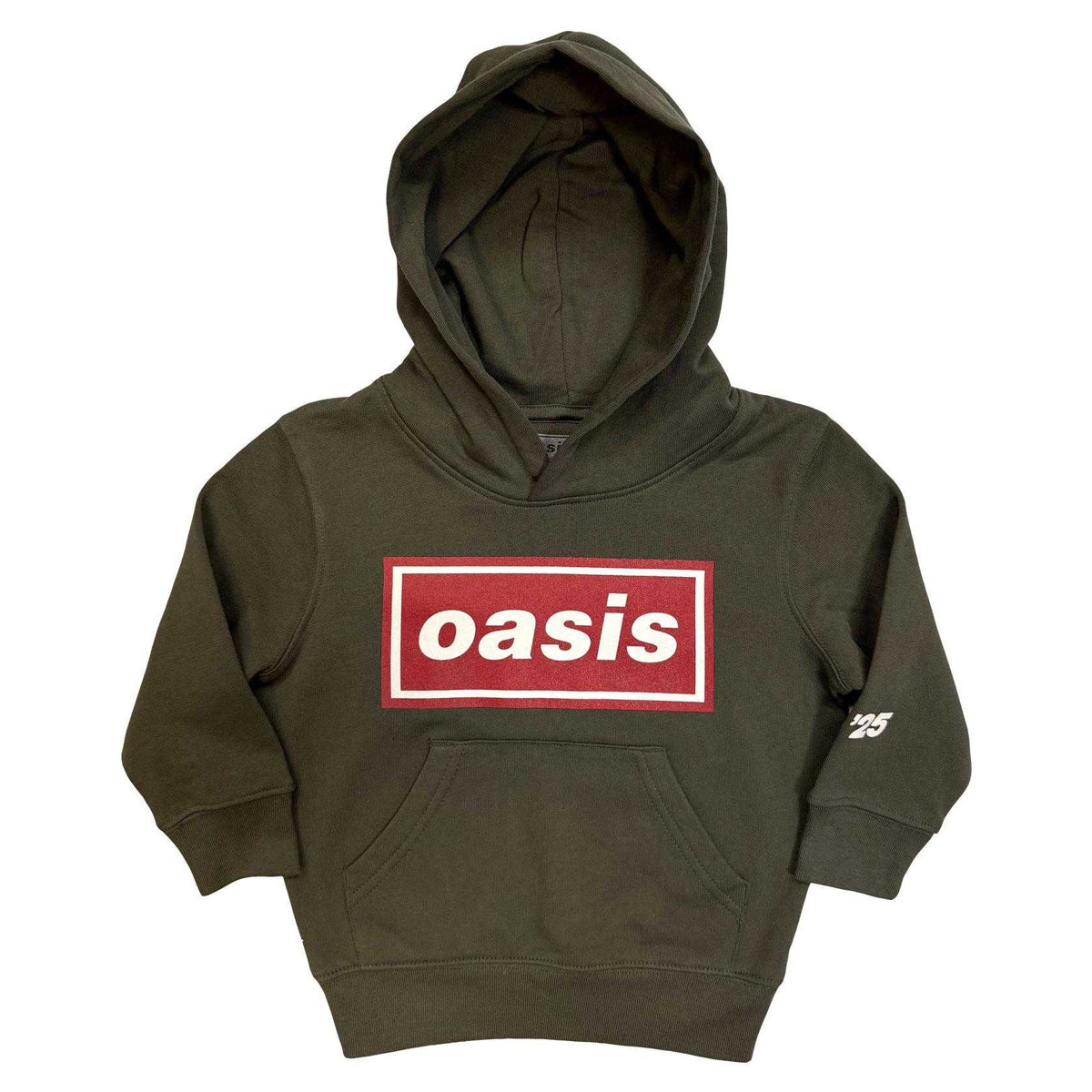 Khaki Green-Red - Front - Oasis Childrens-Kids Logo Hoodie