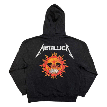 Charcoal Grey - Back - Metallica Unisex Adult Worn Pushead Flaming Skull Back Print Hoodie