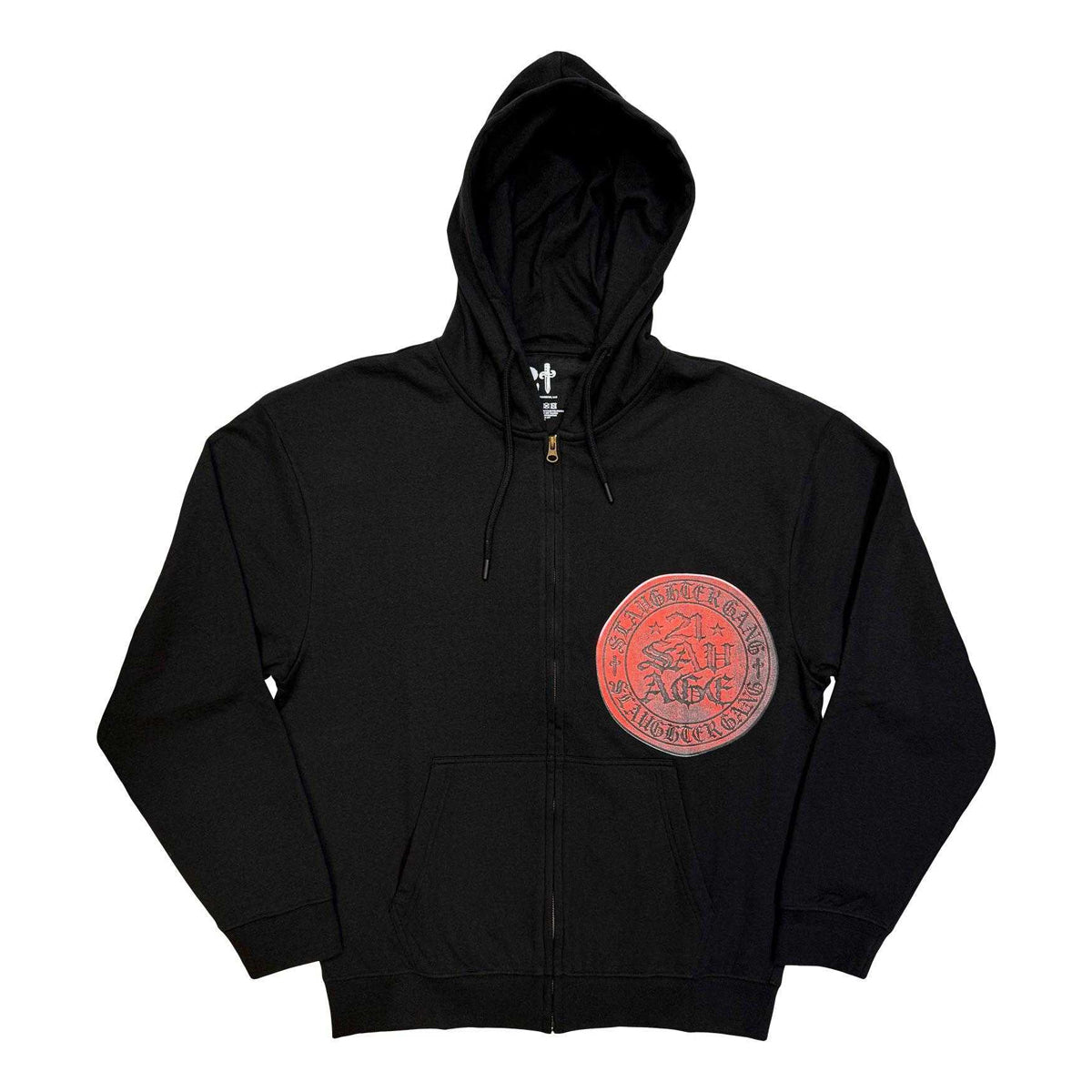 Black - Front - 21 Savage Unisex Adult Slaughter Gang Seal Full Zip Hoodie