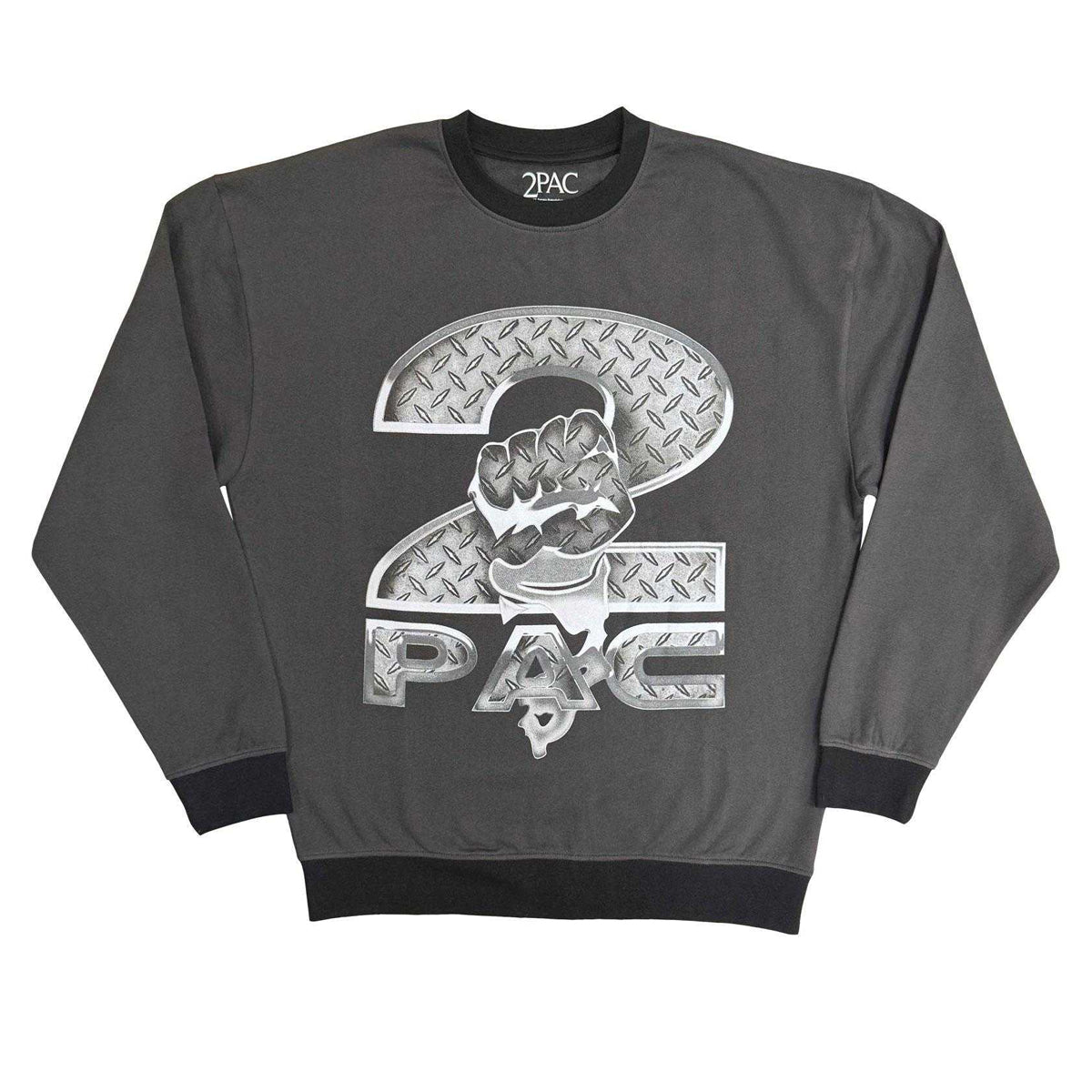 Charcoal Grey - Front - Tupac Shakur Unisex Adult Steel Logo Sweatshirt