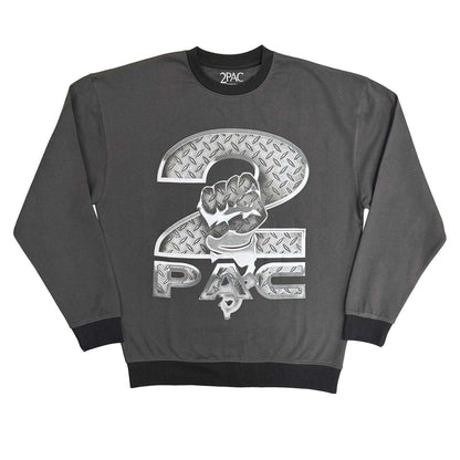 Charcoal Grey - Front - Tupac Shakur Unisex Adult Steel Logo Sweatshirt