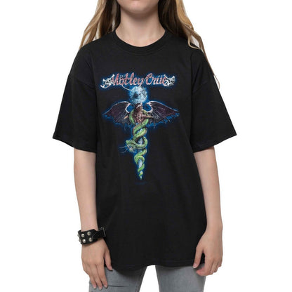 Black - Front - Motley Crue Childrens-Kids Dragon T-Shirt