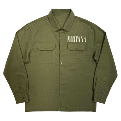 Green - Front - Nirvana Unisex Adult Utero Logo Back Print Shirt