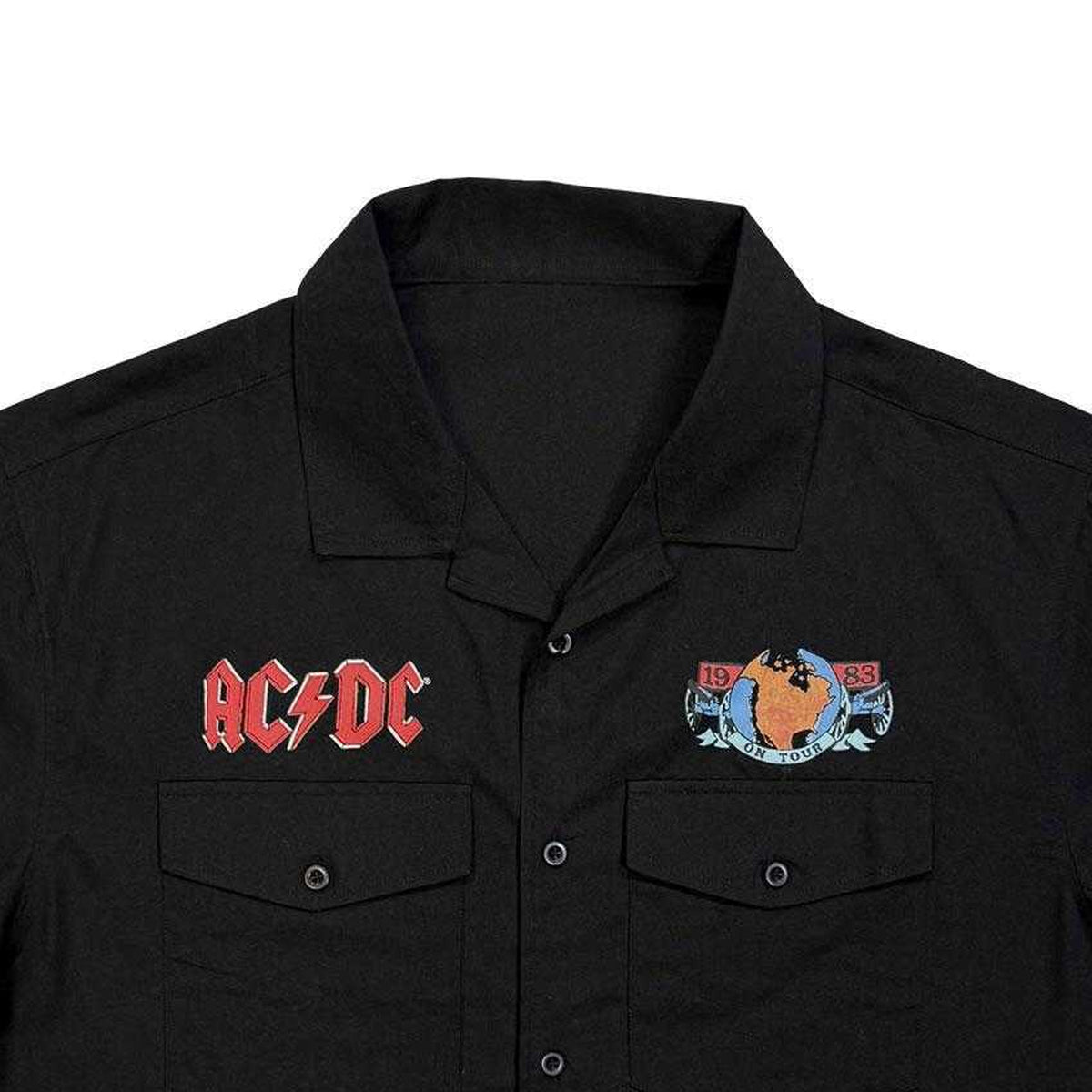 Black - Side - AC-DC Unisex Adult On Tour '83 Back Print Shirt