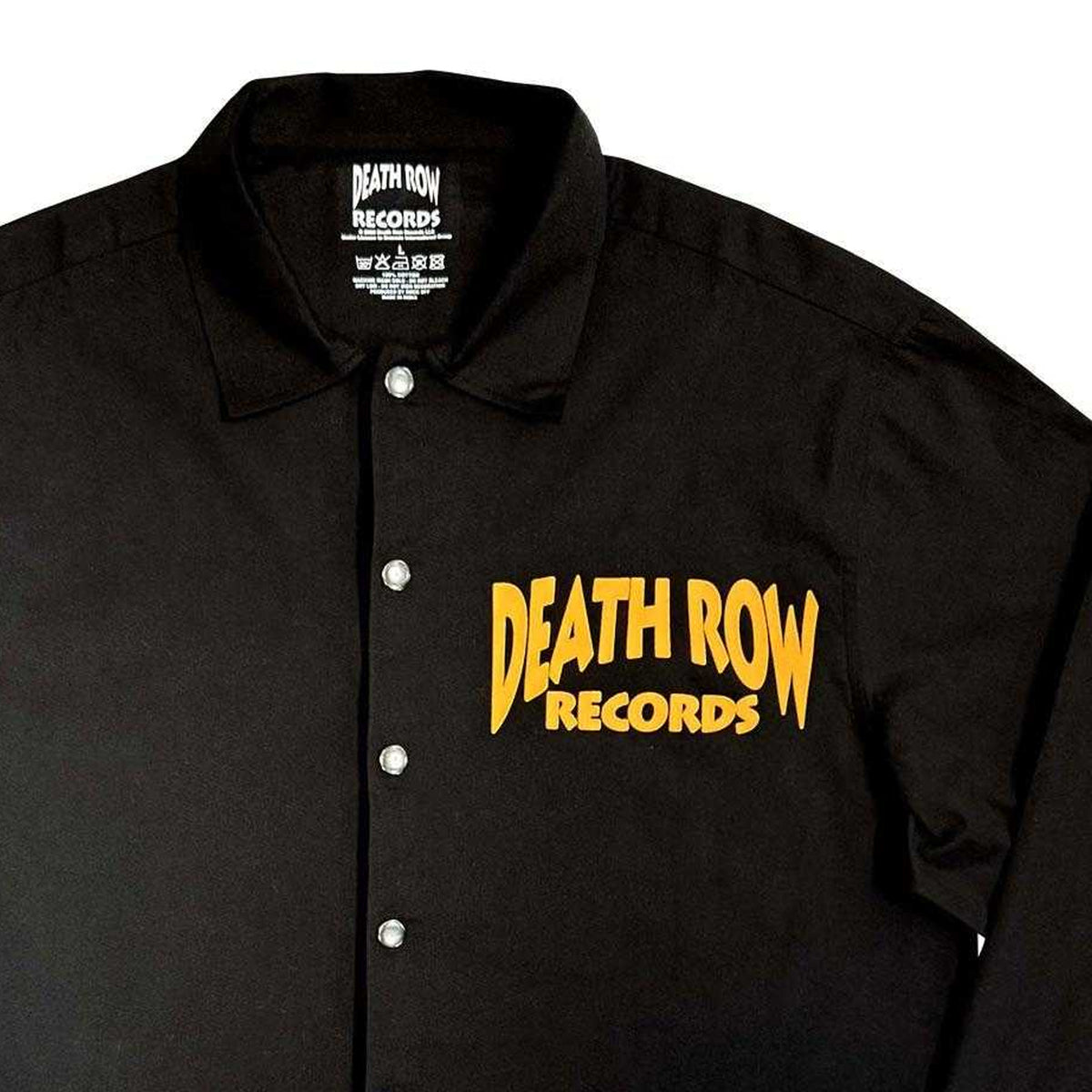 Black - Side - Death Row Records Unisex Adult Logo Back Print Shirt