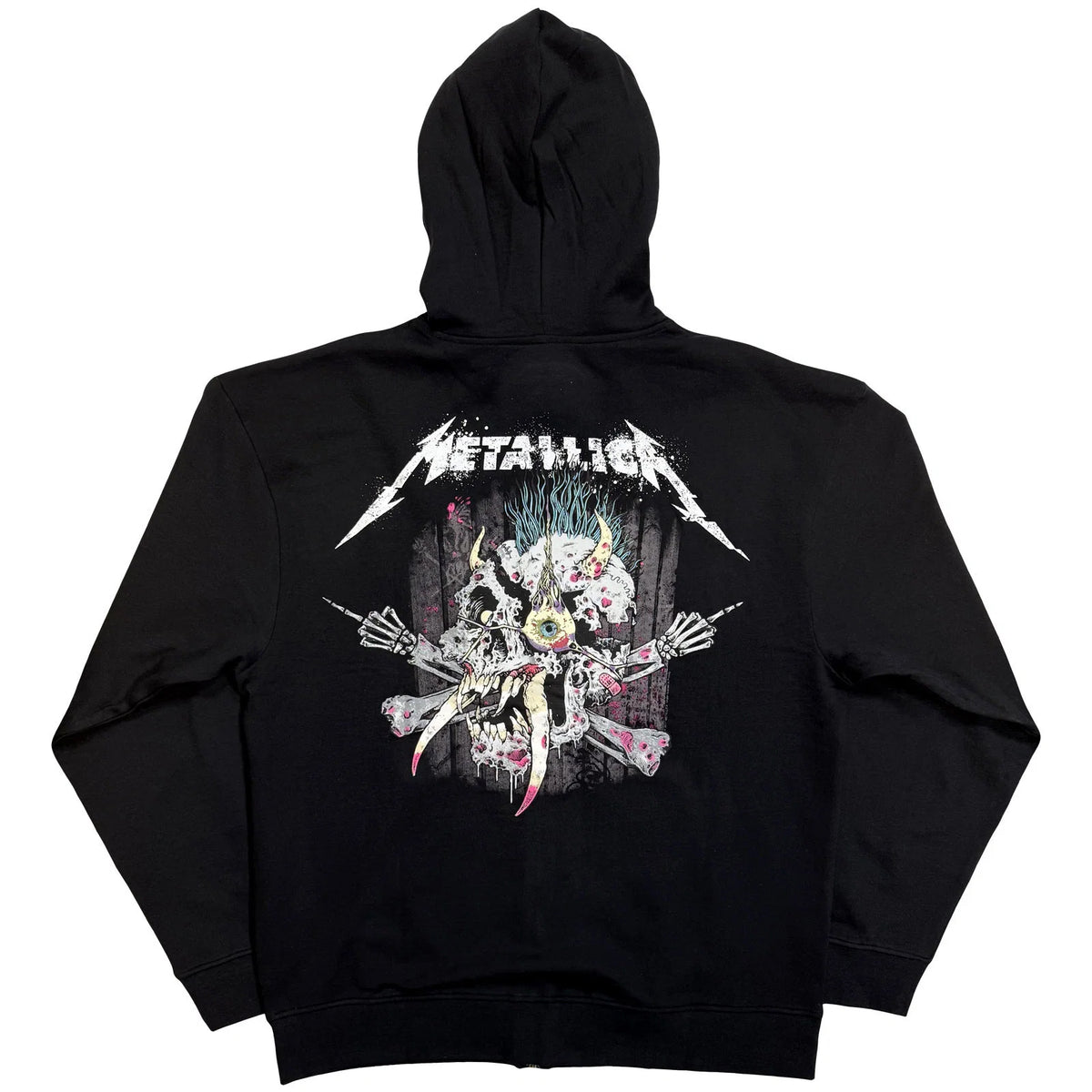 Black - Back - Metallica Unisex Adult Scary Guy Scary Back Print Full Zip Hoodie