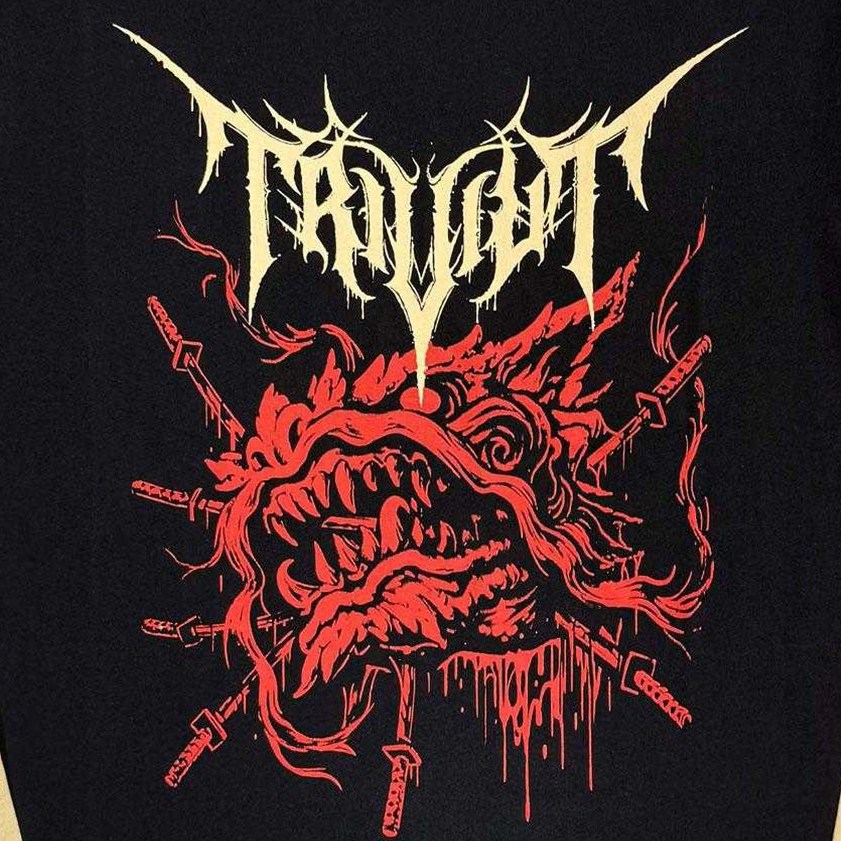 Black-Sand-Red - Side - Trivium Unisex Adult Demon Back Print Long-Sleeved T-Shirt