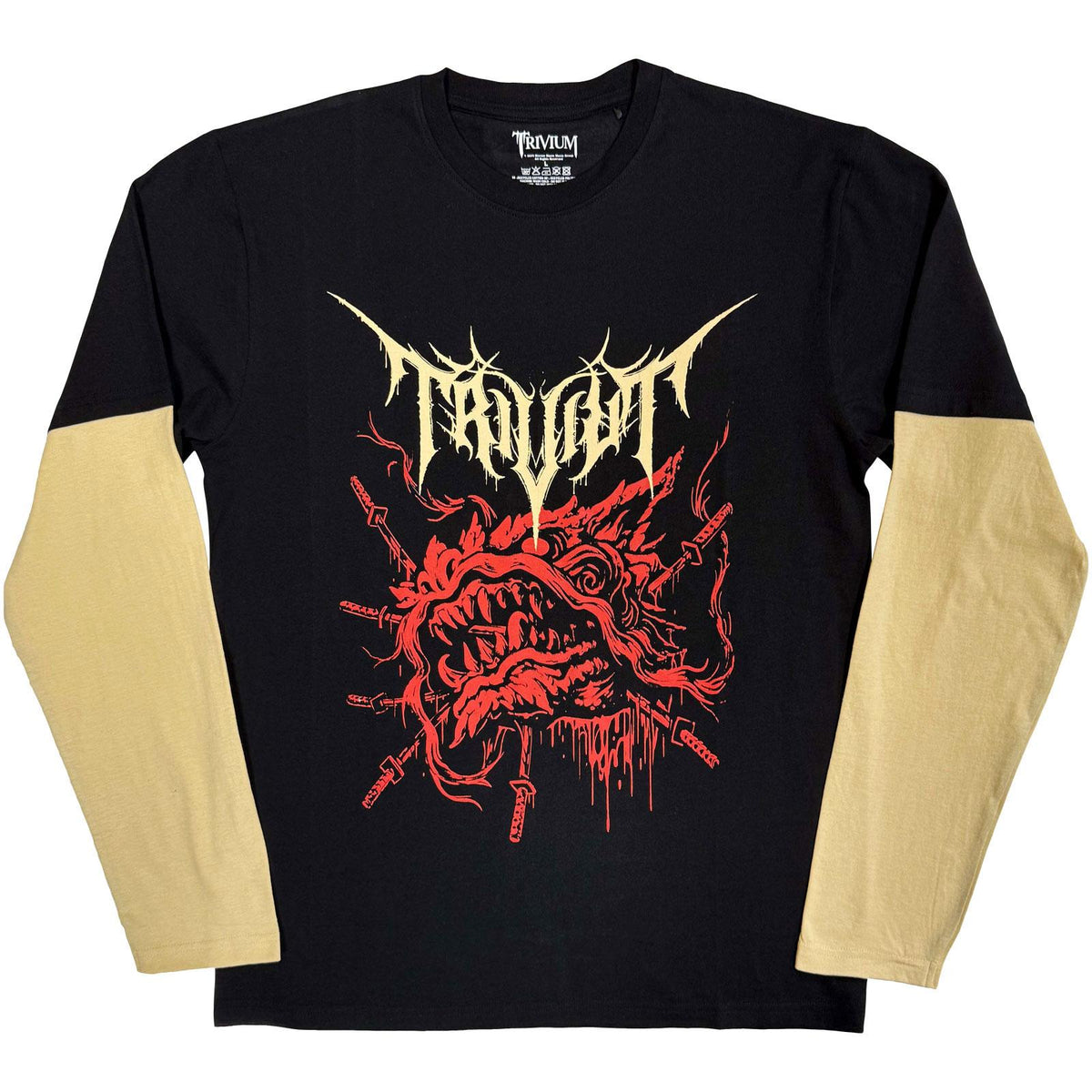 Black-Sand-Red - Front - Trivium Unisex Adult Demon Back Print Long-Sleeved T-Shirt