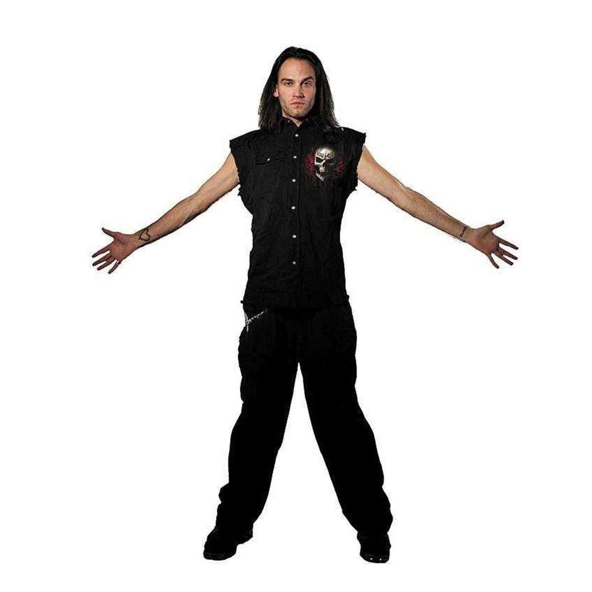 Black - Side - Spiral Direct Unisex Adult Game Over Stone Wash Back Print Work Shirt