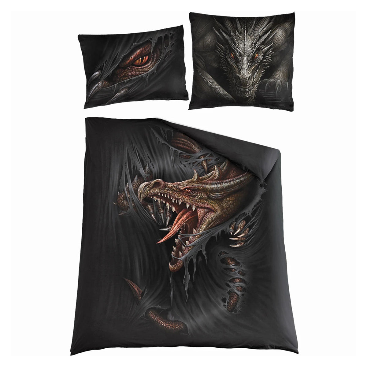 Black - Back - Spiral Direct Majestic Draco Duvet Cover Set