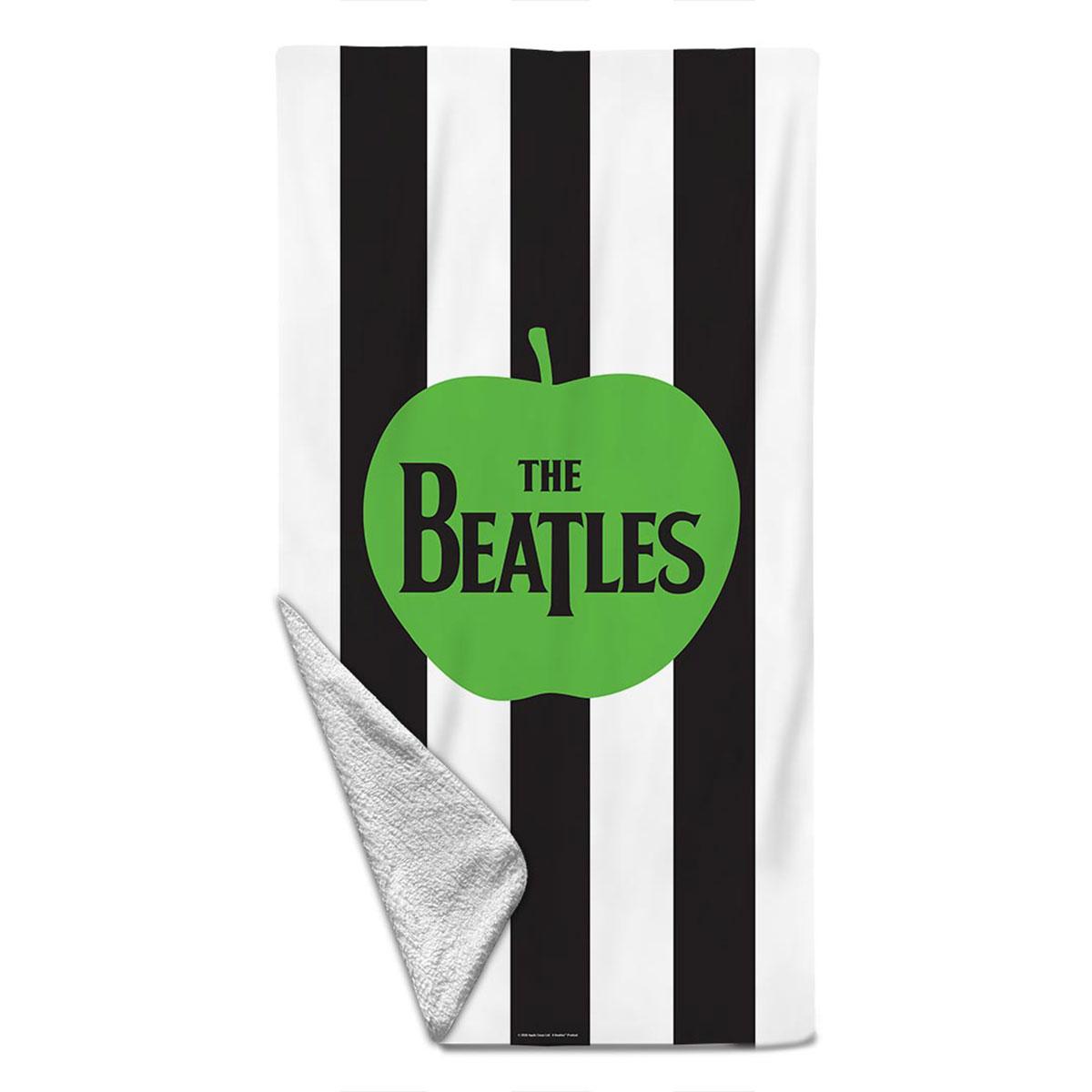 Black-White-Green - Front - The Beatles Unisex Adult Apple & Stripes Beach Towel