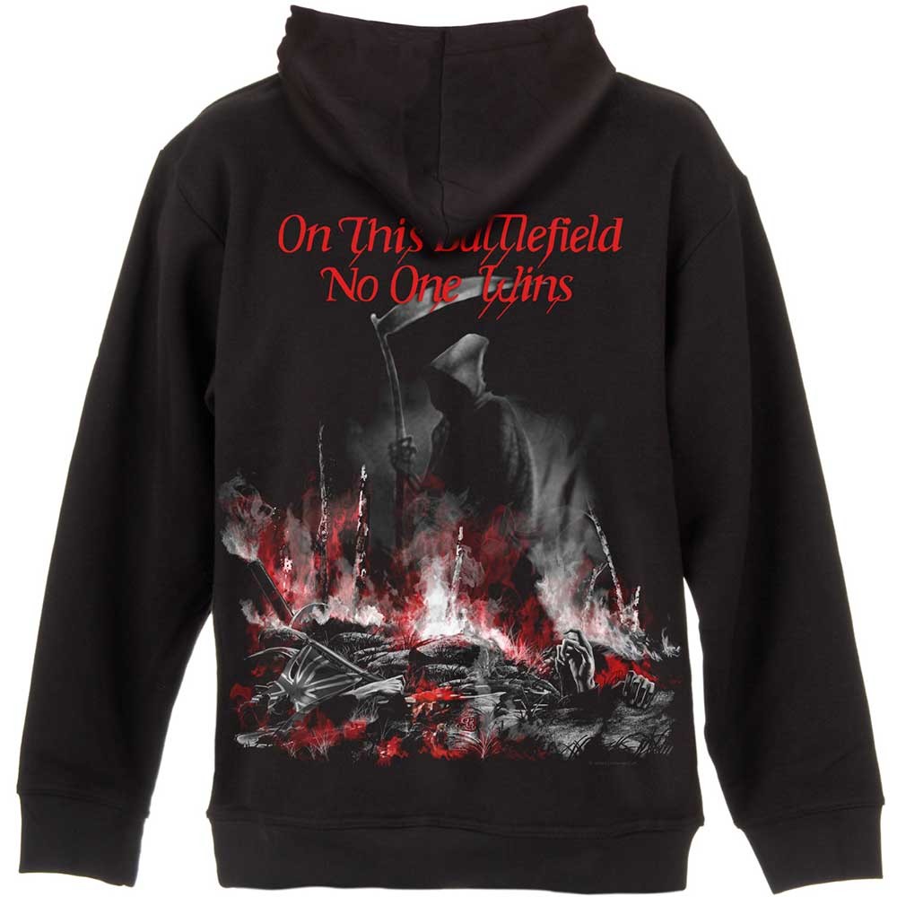 Black - Back - Iron Maiden Unisex Adult Scuffed Trooper Back Print Full Zip Hoodie