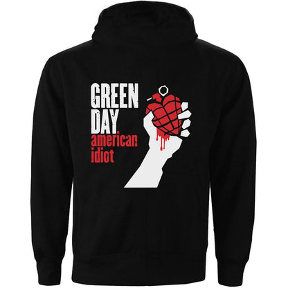 Black - Back - Green Day Womens-Ladies American Idiot Back Print Full Zip Hoodie
