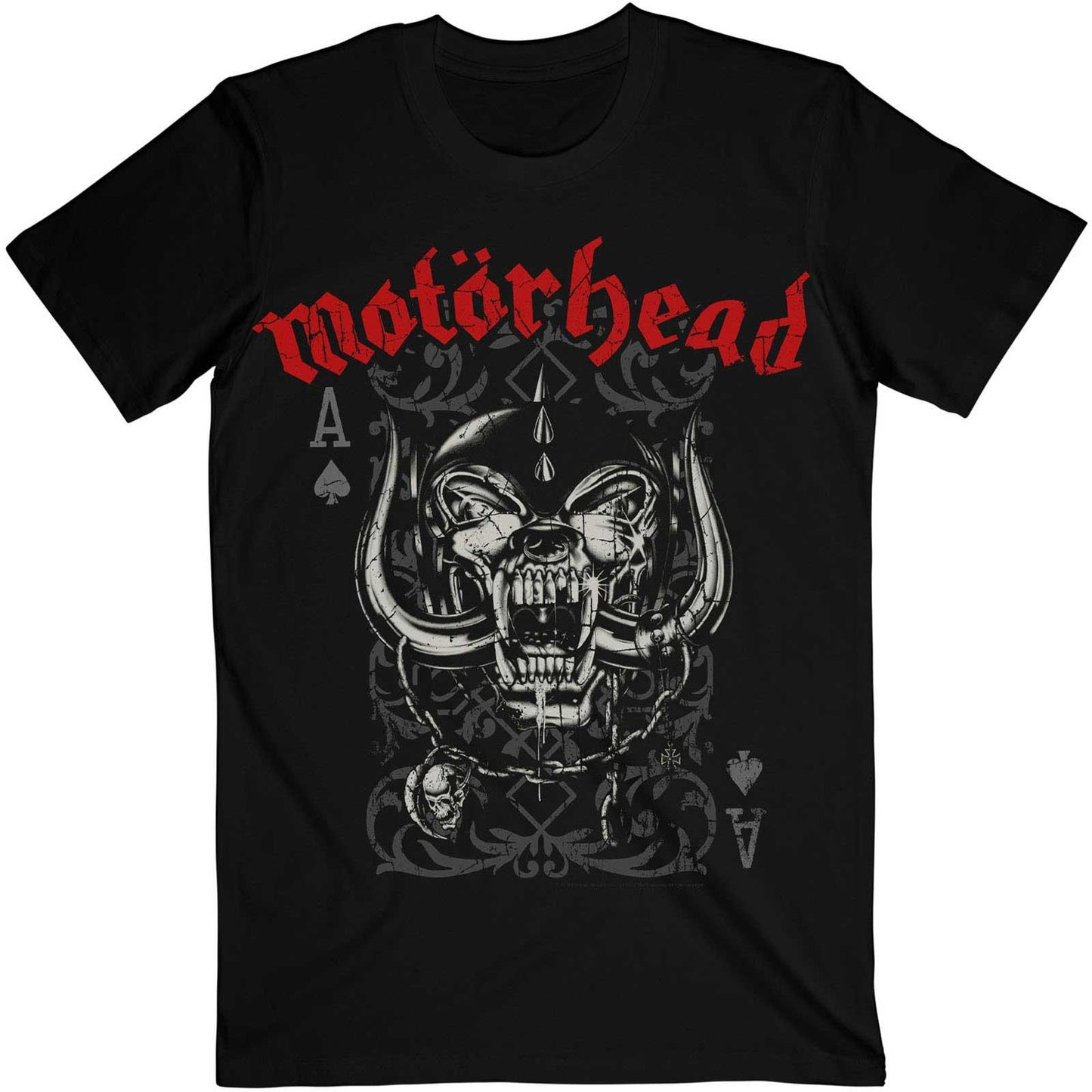 Black - Front - Motorhead Unisex Adult Playing Card T-Shirt