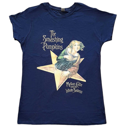 Navy Blue - Front - The Smashing Pumpkins Womens-Ladies Mellon Collie T-Shirt