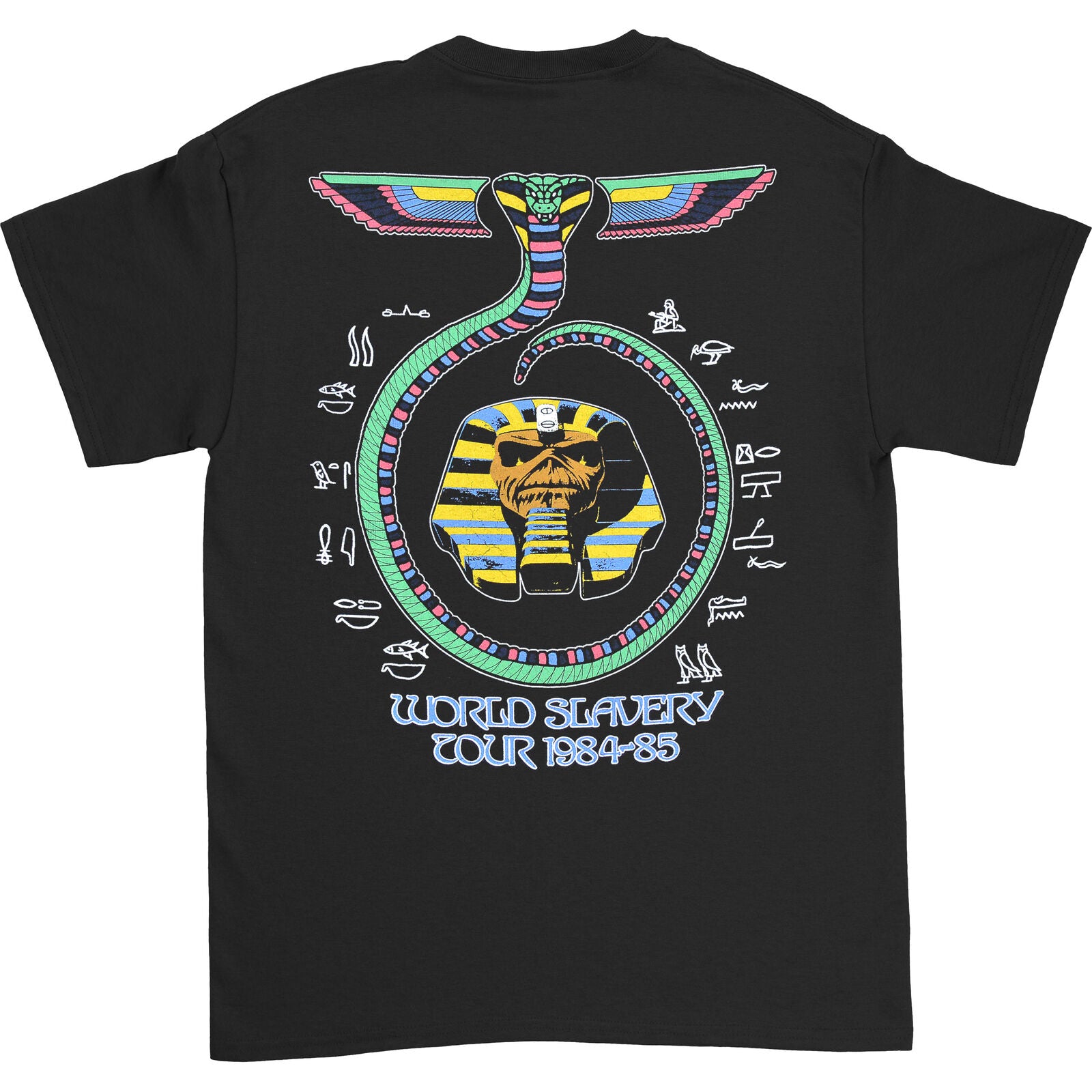 Black - Back - Iron Maiden Unisex Adult World Slavery Tour ´84 - ´85 Back Print T-Shirt