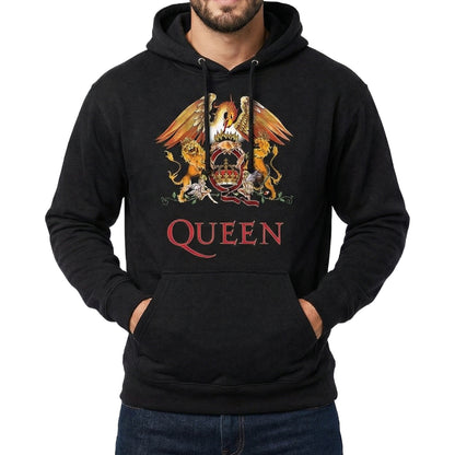 Black - Side - Queen Unisex Adult Classic Crest Hoodie