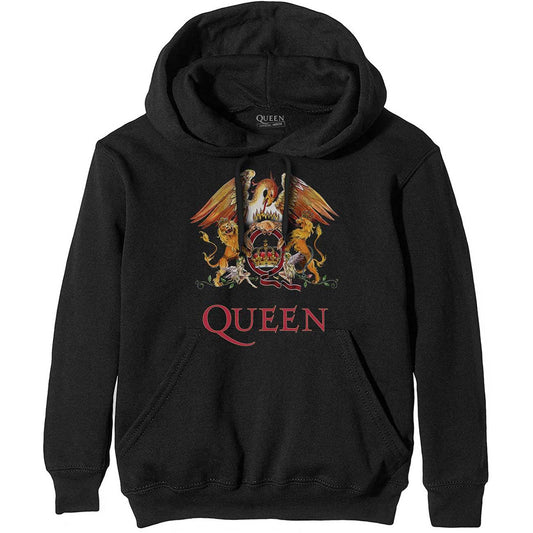 Black - Front - Queen Unisex Adult Classic Crest Hoodie