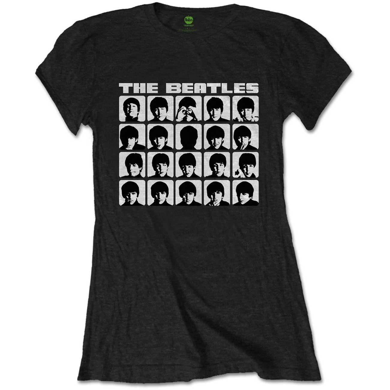 Black - Front - The Beatles Womens-Ladies Hard Days Night Faces T-Shirt