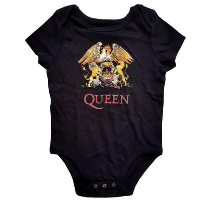 Black - Front - Queen Childrens-Kids Classic Crest Babygrow