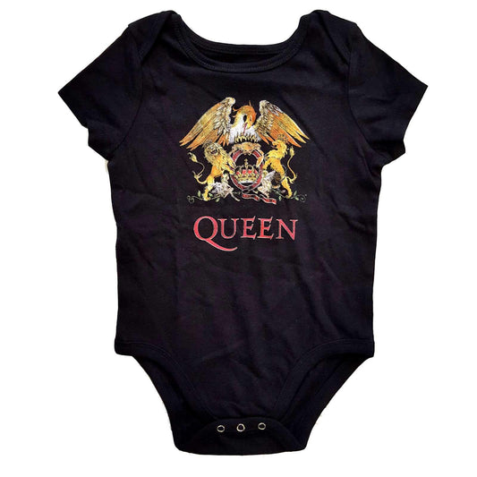 Black - Front - Queen Childrens-Kids Classic Crest Babygrow