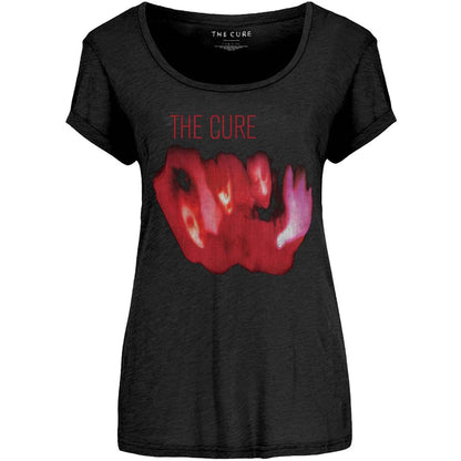 Black - Front - The Cure Womens-Ladies Pornography T-Shirt