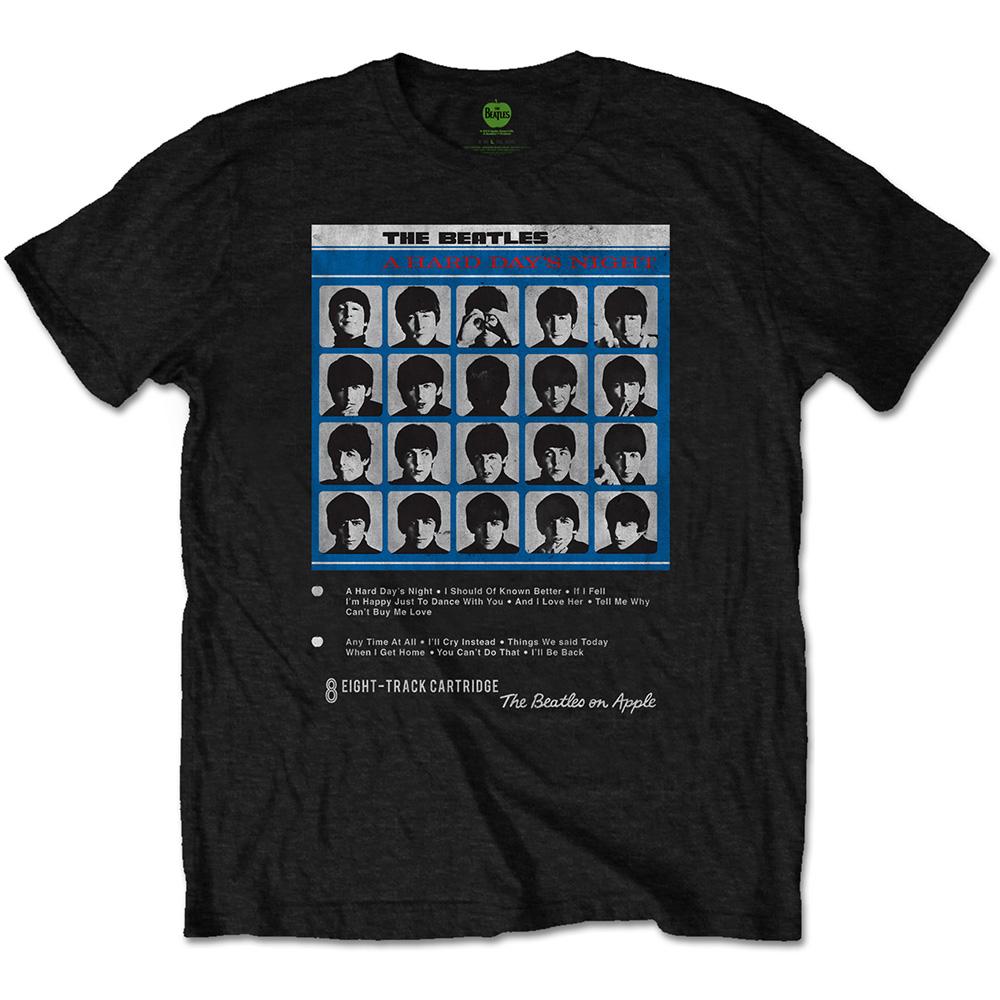 Black - Front - The Beatles Unisex Adult Hard Days Night 8 Track T-Shirt