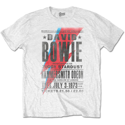 White - Front - David Bowie Unisex Adult Hammersmith Odeon T-Shirt