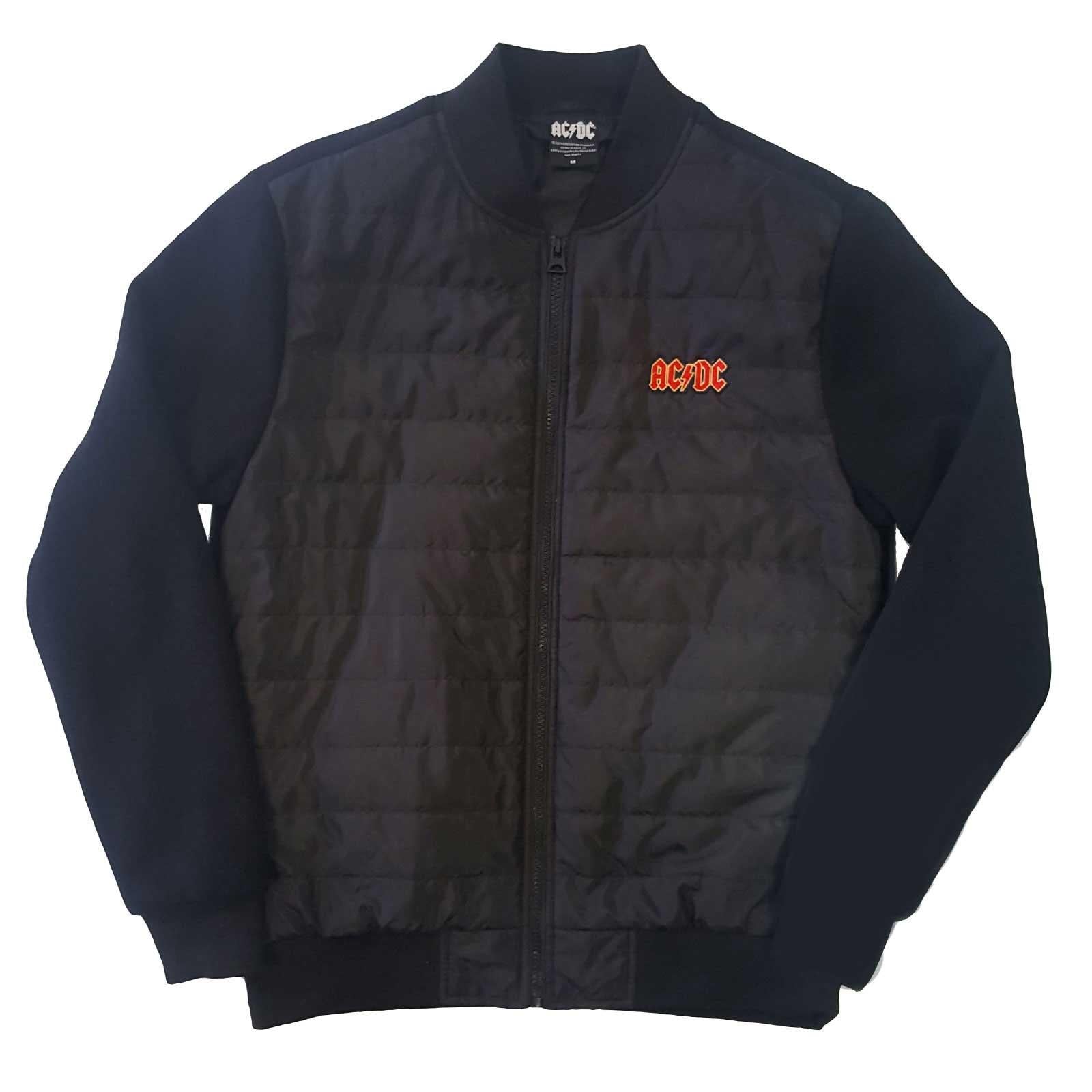Black - Front - AC-DC Unisex Adult Logo Padded Jacket