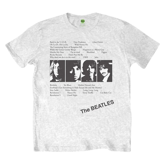 White - Front - The Beatles Unisex Adult Album Tracks Back Print T-Shirt