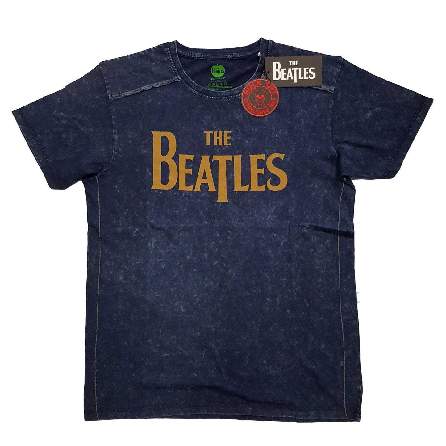Navy Blue - Front - The Beatles Unisex Adult Drop T Logo T-Shirt