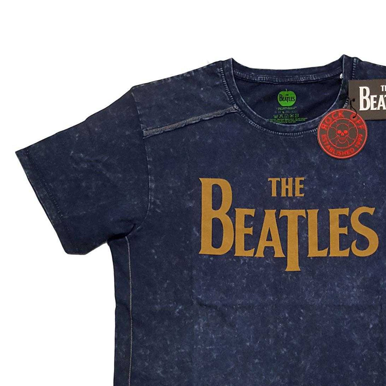 Navy Blue - Back - The Beatles Unisex Adult Drop T Logo T-Shirt