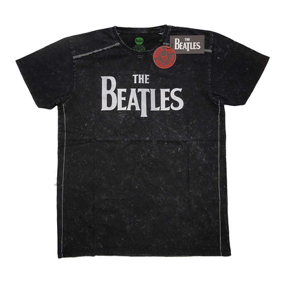 Black - Front - The Beatles Unisex Adult Drop T Logo T-Shirt