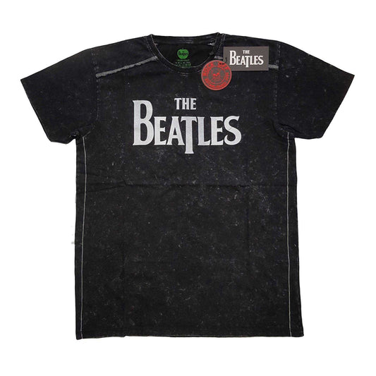 Black - Front - The Beatles Unisex Adult Drop T Logo T-Shirt