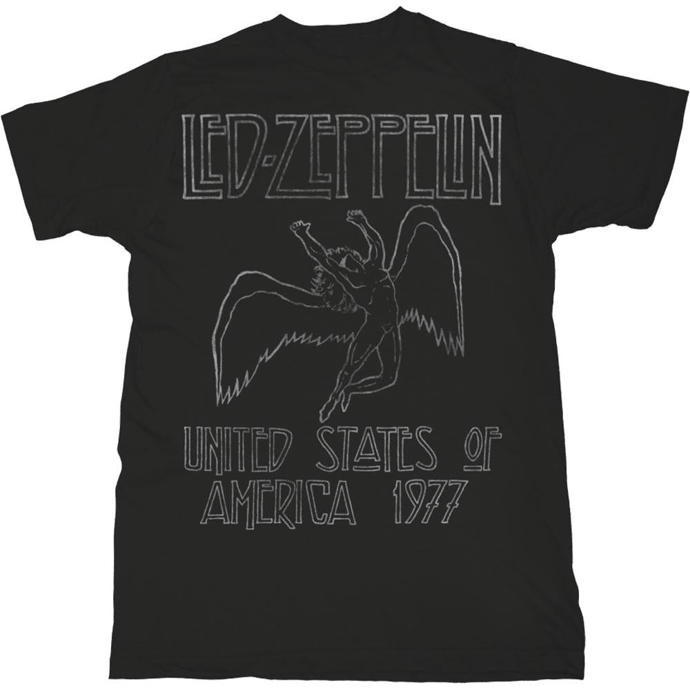 Black - Front - Led Zeppelin Unisex Adult USA 77 T-Shirt