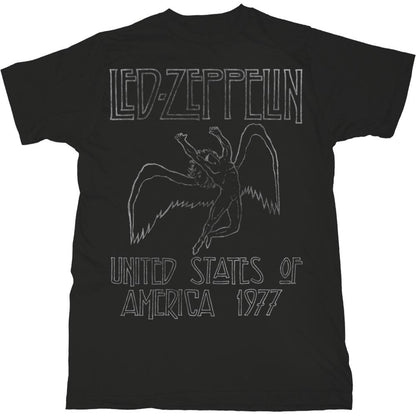 Black - Front - Led Zeppelin Unisex Adult USA 77 T-Shirt