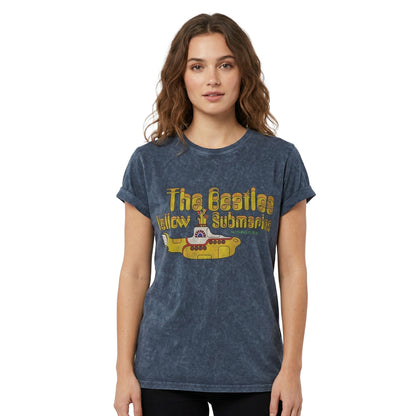 Denim Blue - Side - The Beatles Womens-Ladies Yellow Submarine Nothing Is Real T-Shirt