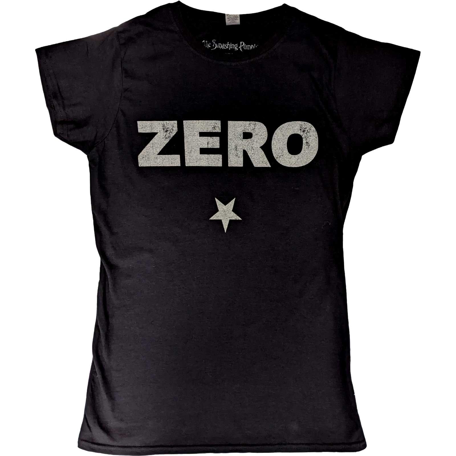 Black - Front - The Smashing Pumpkins Womens-Ladies Zero Distressed T-Shirt