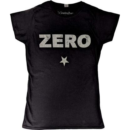 Black - Front - The Smashing Pumpkins Womens-Ladies Zero Distressed T-Shirt