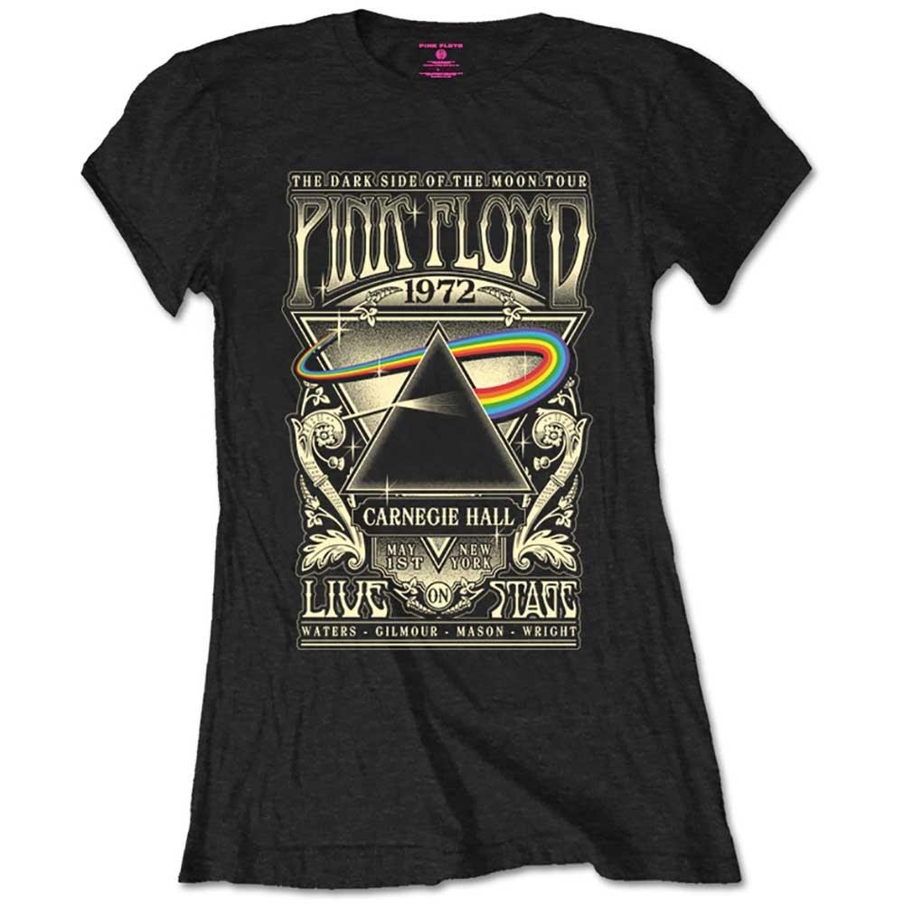 Black - Front - Pink Floyd Womens-Ladies Carnegie Hall Poster T-Shirt