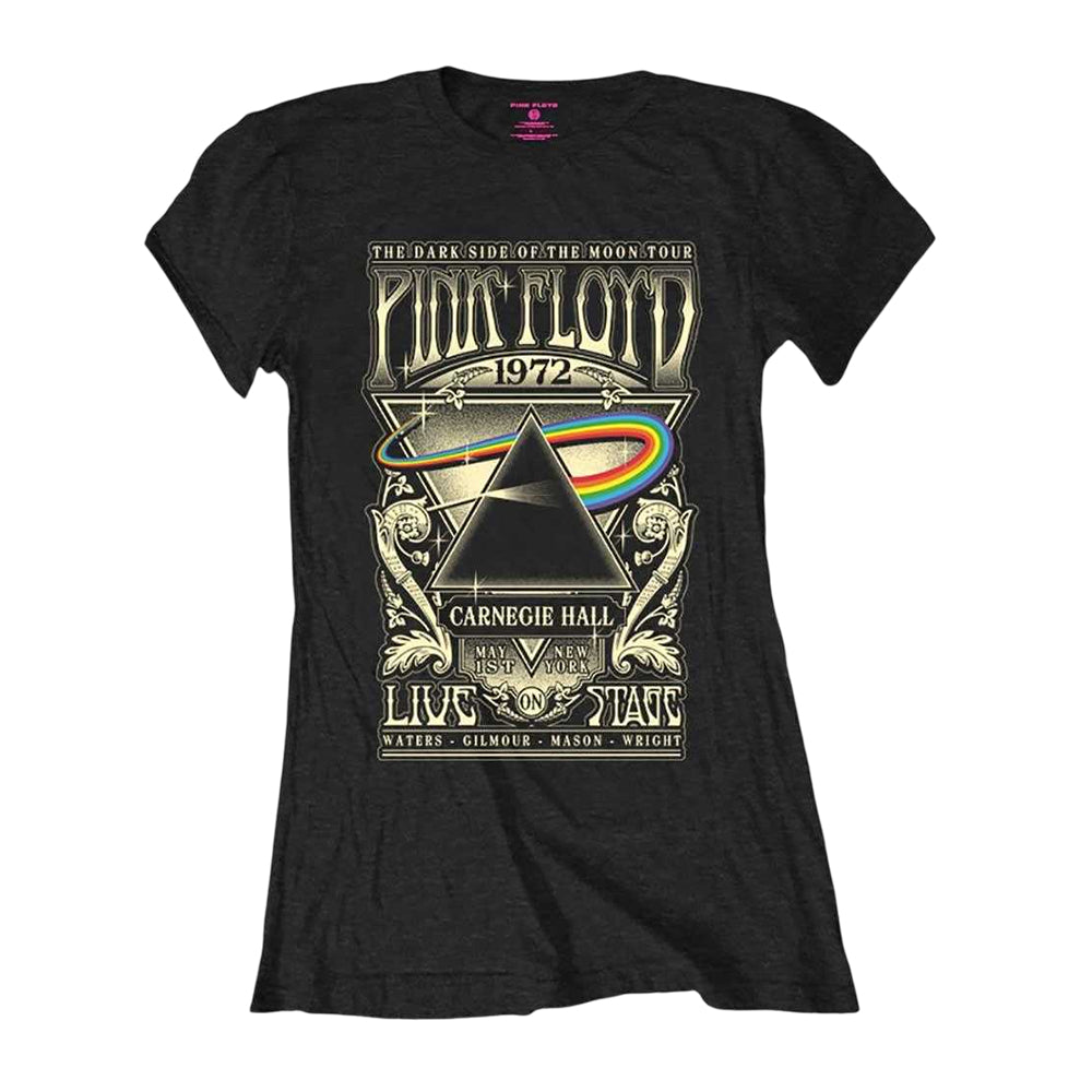 Black - Front - Pink Floyd Womens-Ladies Carnegie Hall Poster T-Shirt