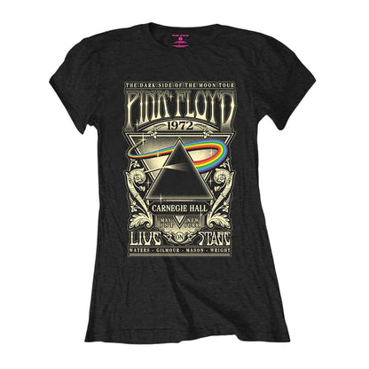 Black - Front - Pink Floyd Womens-Ladies Carnegie Hall Poster T-Shirt