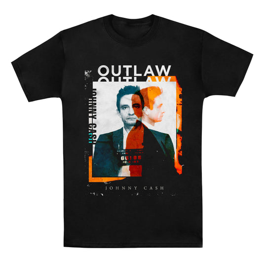 Black - Front - Johnny Cash Unisex Adult Outlaw Photograph T-Shirt
